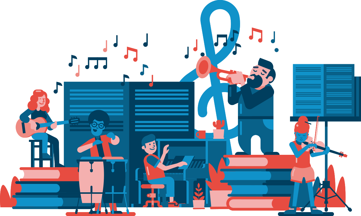 Illustration : un groupe joue de la musique